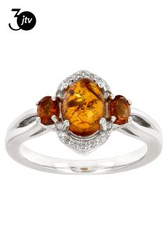 8x6mm Oval Cabochon Amber with 0.26ctw Oval Madeira Citrine and 0.15ctw Round White Zircon Rhodium Over Sterling Silver Ring. Measures Approximately 0.50"L x 0.46"W. Not sizeable. Accents stones primarily zircon. Silver Engagement Ring, Silver Engagement Rings, Oval Cabochon, Sterling Silver Ring, Citrine, Silver Ring, Sterling Silver Rings, Amber, Engagement Ring