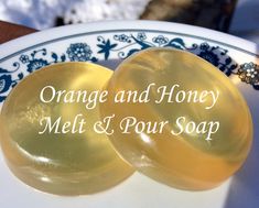 orange and honey melt & pour soap on a plate