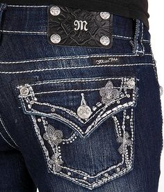 Miss Me Fleur & Cross Boot Stretch Jean #buckle #fashion www.buckle.com Bling Jeans, Jean Purse, Lace Tshirt, Jean Pockets, Love To Shop, Best Jeans