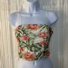 Condition: Great, Never Worn Brand: Fashionnova Size: Medium Color: Floral Print Material: 92% Nylon, 8% Spandex Measurements: * Length: 10” * Chest: 30” Fashion Nova Tops, Floral Tank Top, Floral Tank, Pink And Green, Fashion Nova, Floral Print, Floral Prints, Tank Top, Womens Tops