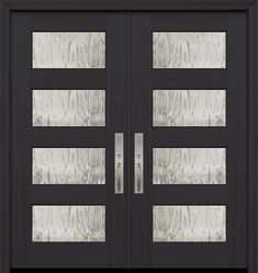 a black double door with glass panels