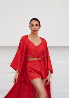 Your experience of the perfect red robe will be like never before! This luxurious robe is sewn from premium satin not only look great, it has the incredible ability to give the most comfortable experience to their owners. This is a great option for a gorgeous home look set or you can wear this robe as a cover up by the pool or on the beach during your vacation. * Loose fit * Tie-in waistband * With 3/4 long sleeves Available colors: * Off white * Black * Royal blue * Red * Hot pink * Green grass Elegant Red Robe For Loungewear, Elegant Red Wedding Robe, Elegant Red Lounge Robe, Elegant Red Kimono For Wedding, Red Silk Robe, Red Bridesmaid, Robe Women, Red Bridesmaids, Bridal Robe