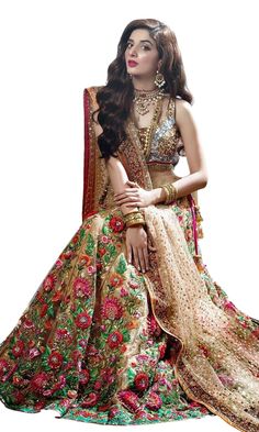 This wedding lehenga featured in georgette silk. The skirt of this outfit is in fawn colour with pink and green colour heavy embroidery highlighted with beads and zardozi work. The blouse has silver and gold sequin embroidery. The dupatta is in fawn net fabric with pearls, sequins work and four-sided embroidered border. Bridal Collection Indian, Mawra Hocane, Trendy Wedding Dresses, Lehenga Collection, Pakistani Bridal Dresses, Dress Indian Style, Wedding Lehenga, Designer Dresses Indian, Best Wedding Dresses