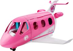 a pink toy helicopter with its door open