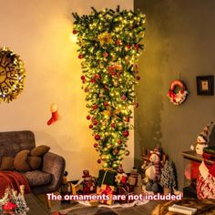 a living room filled with christmas decorations and presents