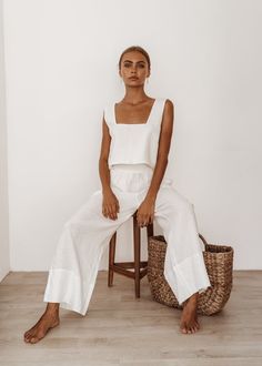 Monaco Pants– Aura The Label Wide Trousers, Casual Wide Leg Pants, Linen Suit, Linen Blouse, Two Piece Outfit, Paloma, Wide Leg Trousers, Two Pieces