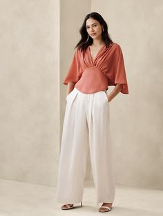 Open-Back Blouse | Banana Republic Factory Autumn Color Analysis, Volume Sleeves, Pleated Bodice, Banana Republic Factory, Minimalist Wardrobe, Color Analysis, Spring Summer Outfits, Beauty And Fashion, Back Neck