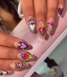 Judy Nails, Hexagons Pattern, Rave Nails, Pattern Nail Art, Funky Nail Designs, Witchy Nails, Blush Nails, Nail Ring, Fire Nails