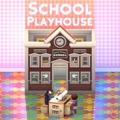 the school playhouse is located in an animated style