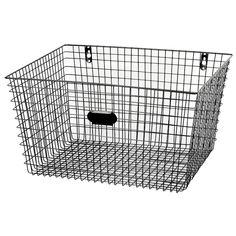 a large metal basket with two handles