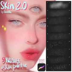 an advertisement for the skin 2 0 cosmetics brand, featuring a woman's face