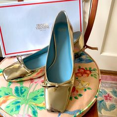 Mary Mini Block Heel In 100 Percent Vegan Metallic Leather Elastic Bow Details Designed In New York Brand New With Box Very Classy Valentine Shoes, Snake Print Shoes, Black Patent Pumps, Frances Valentine, Blue Pumps, Patent Leather Shoes, Metallic Sandals, Buckle Sandals, Slingback Heel