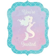 a mermaid themed party sign with the words, you're unwritten on it