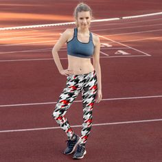 "Reinvent your style with a splash of color. Our sports style Houndstooth Leggings takes a bold colorful twist on the classic hounds-tooth print making this legging the \"it\" factor in any ensemble. The fabric is a soft, luxurious fabric that will give you a comfort feel yet chic look. The colorful pattern is extremely versatile. Dress it down during the days with a solid tunic and boots or dress it up with a sheer blouse and heels, the combinations are endless. If you are looking for that posh Zebra Leggings, Womens Printed Leggings, Houndstooth Leggings, Hard Workout, Christmas Leggings, Fairy Fashion, Spandex Leggings, Womens Leggings, Floral Leggings