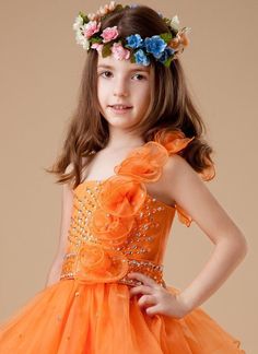 Sweet Tangerine pageant dress... Pageant Dress, One Shoulder Formal Dress, Flower Girl, Flower Girl Dresses, Girls Dresses, Formal Dresses, Wedding Dress