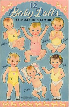 baby dolls are shown on a blue background