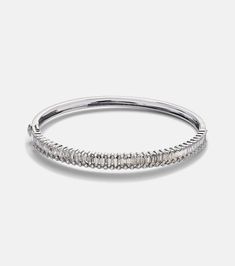 Find BUCHERER FINE JEWELLERY 18kt White Gold Bangle With Diamonds on Editorialist. Material: 18kt white gold. Stone I: diamonds, baguette-cut, channel setting, SI, Wesselton (H). Stone I carat weight (ct): 1.6. Stone II: diamonds, brilliant-cut, prong setting, SI, Wesselton (H). Stone II carat weight (ct): 1.4. Bangle With Diamonds, White Gold Bangle, Channel Setting, Fine Jewelry Bracelets, Gold Bangle, Gold Stone, Baguette Cut, Fine Jewellery, Bracelet Designs