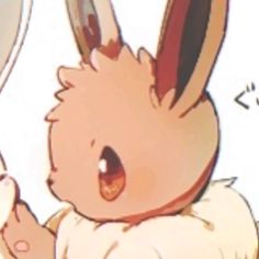 an animated image of a baby rabbit holding a mirror