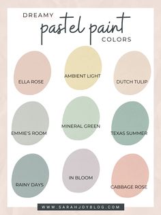 the pastel paint colors in different shades are shown with text that reads dreamy pastel