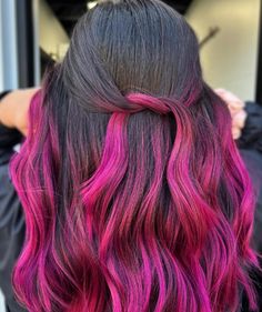 Dragon Fruit Pink Hair Idea Fuschia Hair, Fuchsia Hair, Trendy Updos, Hair Idea, Pink Highlights, Dragon Fruit