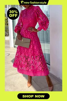 Celebrities Elegant Solid Hollowed Out Half A Turtleneck Waist Skirt Dresses 2023 Celebrities, Celebrity Dresses, Lantern Sleeves, Wholesale Fashion, Waist Skirt, Dresses Online, Dress Length, Red Roses, Dress Skirt