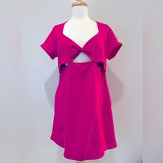 Anthropologie Dress By Maeve. Brand New With Tags! Never Worn! Gorgeous Hot Pink Dress In Size Large. Reposhing This Item I Purchased From @Highendliving. Didn’t Fit Me. Elegant Cutout Short Sleeve Dress, Cutout Short Sleeve Dress For Night Out, Chic Short Sleeve Cutout Dress, Short Sleeve Cutout Dress For Date Night, Chic Short Sleeve Midi Dress With Cutout, Chic Pink Midi Dress With Cutout, Pink Midi-length Dress With Cutout, Pink Cutout Midi Length Dress, Chic A-line Dress With Cutout