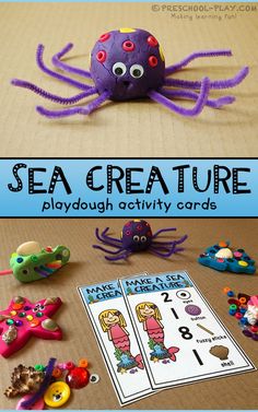 an ocean creature playdough activity is shown with the words sea creatures on it