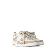 LOUIS VUITTON® - Lv Skate Sneaker - Beige Louis Vuitton Skate Sneakers, Lv Skate Sneaker, Louis Vuitton Sneaker, Designer Sneaker, Designer Shoes Sneakers, Nike Shoes Girls, Fashion Shoes Heels, Fancy Shoes, Louis Vuitton Official