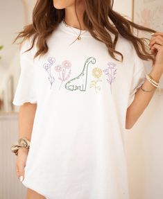 Dinosaur Party Outfit Women, Dino Shirt Women, Cute Dinosaur Outfit, Green Dinosaur Print Tops For Spring, Green Dinosaur Print Top For Spring, Green Dinosaur Print T-shirt For Summer, Unisex White Top With Dinosaur Print, Green Dinosaur Print Summer T-shirt, Casual White Shirt With Dinosaur Print