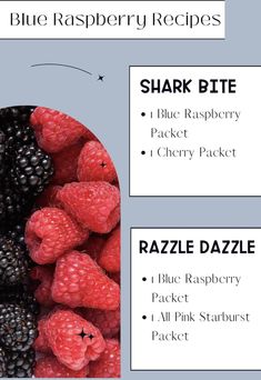 the blue raspberry recipe is shown in three different languages, including one for each berry