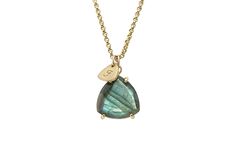 Elevate your jewelry collection with this exquisite Engraved Coin Labradorite Trillion Cut Gemstone Necklace, featuring a stunning initial coin pendant in 18k gold. The beautifully crafted gold gemstone pendant with a small letter coin charm adds a personalized touch to this elegant necklace, making it the perfect gift for someone special or a luxurious treat for yourself. The unique trillion cut Labradorite gemstone showcases a mesmerizing play of colors, complemented by the 18k gold setting. T Gold Gemstone Necklace, Rose Gold Square, Small Letter, Gemstone Pendants, Necklace Making, Small Letters, Elegant Necklace, Monogram Necklace, Statement Pendant