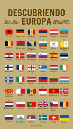 the flags of different countries are shown in this poster