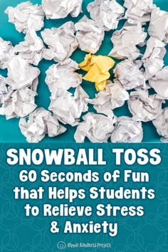 It can be difficult for some students to open up but we know how critical it is for wellbeing to be able to manage and release emotions that cause stress and frustration. The snowball toss is a fun brain break that encourages students to relax a little and let their guard down to release built up emotions. Watch the video or read the transcript to find out how you can add some quick fun to your classroom that improves mental health. #snowballtoss #mentalhealth #wellbeing #brainbreak #activity Feelings Activities For Adults, Games In Classroom Fun, Brain Break Activities For Adults, Connect Four Therapy Game, Emotions Therapy Activity, Fun Coping Skills Activities, Christmas Mental Health Activity For Kids, Social Recreation Activities For Kids, Mindfulness Activity For Adults