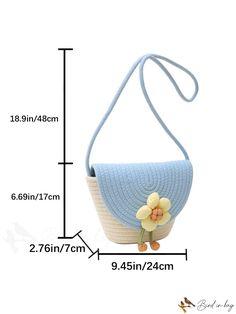 BirdinBag - Stylish Womens Crossbody Bag with Solid Color, Flower Decoration, and Minimalist Weave Spring Flower Shoulder Bag With Adjustable Strap, Flower Shaped Shoulder Bag With Adjustable Strap For Spring, Flower Shaped Bag With Adjustable Strap For Summer, Summer Flower-shaped Bag With Adjustable Strap, Portable Satchel Shoulder Bag For Spring, Trendy Spring Shoulder Bag With Adjustable Strap, Adjustable Shoulder Bag For Everyday Spring Use, Blue Bags With Removable Pouch And Adjustable Strap, Spring Portable Pouch Shoulder Bag