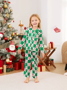 Festive matching family pajamas with Christmas candy heart design, including lapel pajamas for adults, rompers for babies, and bandanas for pets.
* Please add each size separately to your shopping cart.
* Piece of product: Each size includes 1 set of pajamas (1 top+1 bottom), or 1 romper, or 1 pet bandana. 
* For children's safety, pajamas should be snug-fitting or flame-resistant. These kids' and babies' pajamas are flame-resistant.
* Product features: adult pajamas with pockets. 
* Fabric characteristics: Soft, stretchy, and comfortable.
* Neckline: Round neck.
* Sleeves: Long sleeves.
* Pattern: Festive Christmas candy heart design in green and white checkered lapel pajamas, with candy hearts. 
* Style: Festival, homey
* Fit: Regular fit.
* Length: Medium length.
* Source of goods: Impo Family Pajama Sets, Adult Pajamas, Family Christmas Pajamas, Holiday Pajamas, Matching Family Pajamas, Family Pajamas, Family Photo Outfits, Christmas Pajamas, Matching Family Outfits