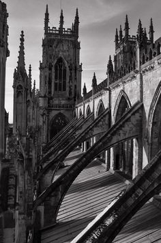 black and white photograph of an old cathedral