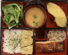 a red tray filled with different types of food