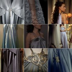 many different pictures of dresses and accessories in various stages of being worn, including the back of a woman's dress