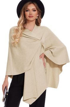 70% Viscose, 30% Elastane Design: Plain Style: Casual Thickness: Warm Material: Knit Occasion: Leisure Size & Fit Stretch: Slight Stretch Fit Type. Different sizes of sweater type warm shrugs. Elegant Plus Size, Barley Twist, Presents For Women, Poncho Sweater, Fall Weather, Shawl Wrap