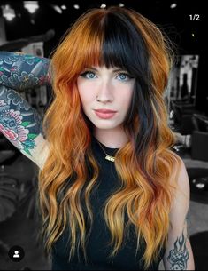 Split Dyed Hair, Diy Hair Color, Fall Hair Color Trends, Split Hair, Summer Hair Color, Fall Hair Color, Haircuts With Bangs, Hair Inspo Color