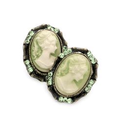 Colorolive Green Themecameo Size : 0.75" X 1" Post Back Made In U.S.A Beaded Stacking Rings, Diamond Shape Earrings, Vintage Jewelry Earrings, Heart Dangle Earrings, Eye Earrings, Big Earrings, Size 10 Rings, Pearl Stud Earrings, Gold Drop Earrings