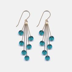 I. Ronni Kappos Teal Translucent Cluster Earrings – Collyer's Mansion Fool Gold, Heart Drop Earrings, Mary Jane Heels, Cluster Earrings, Blue Beads, Gold Details, Ear Wire, Gold Trim, Jewelry Crafts