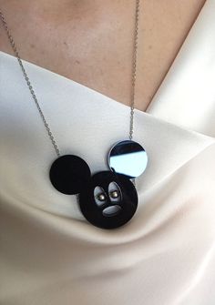 Mickey Mouse necklace in black plexiglass Black Plastic Jewelry Gift, Playful Black Jewelry For Gifts, Playful Black Jewelry For Gift, Playful Black Adjustable Jewelry, Mouse Necklace, Mickey Mouse Necklace, Pendant Necklaces, Necklace Etsy, Necklaces