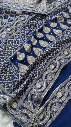 Blue Georgette Saree | Banarasi Saree | khaddi Georgette | Designer Saree | Bollywood Saree This stunning Blue  festive saree online, perfect for a bride at her haldi function. Boasting a beautiful Banarasi Butti work pattern and made from pure Georgette, this saree is sure to turn heads. Its unique vintage design can also be used for a multitude of crafting ideas, such as creating a dress, window dressing, upholstery, sarongs, throws, dress making, and table linen. Each item is pre-owned and we Blue Unstitched Sharara For Traditional Ceremonies, Blue Chinon Salwar Kameez With Cutdana, Traditional Blue Sharara In Chinon, Blue Jamawar Sharara For Wedding, Transitional Blue Chinon Dupatta, Blue Semi-stitched Anarkali Set With Zari Weaving, Semi-stitched Blue Anarkali Set With Zari Weaving, Blue Sharara With Zari Work For Traditional Ceremonies, Traditional Blue Anarkali Set With Self Design