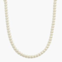 Pearl strand necklace Pearl White Clavicle Chain Choker Necklace, Elegant Beaded Necklace With Delicate Chain, Formal Chain Necklace With Round Beads, Elegant White 16-inch Chain Necklace, Classic Single Strand Necklace With Round Beads, Delicate Pearl Necklaces With Round Beads, Pearl White Jewelry With Lobster Clasp, Pearl Necklace With Delicate Round Beads, Classic Single Strand Chain Necklace With Round Beads