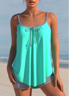 Color:Cyan;Size:S;Size:M;Size:L;Size:XL;Size:XXL;Season:Summer;Bra Style:Padded;Decoration:Bowknot;Style:Vacation;Color Scheme:Green;Pattern Type:Stripe;Washing Instructions:Hand Wash;Composition:82% Polyester, 18% Spandex;Bottom Type:Shorts;Package Contents:1 X Top , 1 X Shorts;Strap Style:Unadjustable;Pad Style:Removable;Support:Wire Free; Summer Bra, Ruffle Swimsuit, Bra Types, Tankini Set, Yoga Shorts, Zambia, Denim Jumpsuit, Printed Sleeves, Sierra Leone