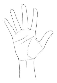 a drawing of a hand with the palm extended and two fingers raised up in front of it