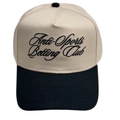 The Anti Sports Betting Club Trucker Hat adds a playful touch to your casual wardrobe with its bold statement and classic trucker design. Style it with jeans and a graphic tee for a fun and relaxed vibe. Shop more Hats Black and white Embroidered Spring Snapback Baseball Cap For Sports Events, Spring Sports Event Snapback Baseball Cap, Trendy Spring Baseball Cap For Sports Events, Spring Sports Trucker Baseball Cap, Classic Sports Hats With Letter Print, Classic Sports Hat With Letter Print, Trendy Snapback Hat With Curved Bill For Sports, Spring Sports Baseball Cap With Curved Bill, Spring Baseball Cap For Sports Events With Curved Bill