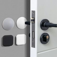 an open door with knobs and handles on it