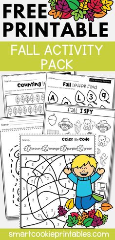 Image shows 5 out of 11 fall worksheets for preschoolers and kindergarteners. Fall Themed Kindergarten Activities, Fall Kindergarten Worksheets Free, Fall Roll And Color Free, Harvest Math Activities Preschool, Fall Worksheets For Kindergarten Free, Free Fall Kindergarten Printables, Fall Fine Motor Activities Kindergarten, Free Fall Preschool Printables, Free Kindergarten Worksheets Printable